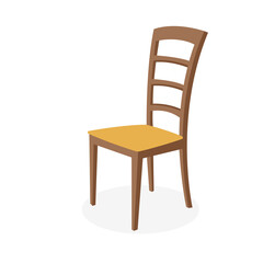 Wooden chair isolated on white. Element of furniture design. Vector illustration