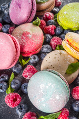 Colorful french macaron dessert