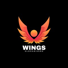 Vector Logo Illustration Wings Gradient Colorful Style.