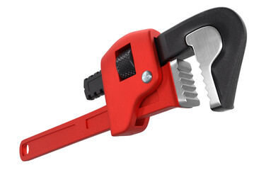 Adjustable pipe wrench, spanner or plumbing tool isolated on white background.