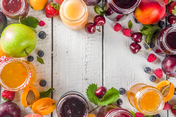 Assortment of berries and fruits jams