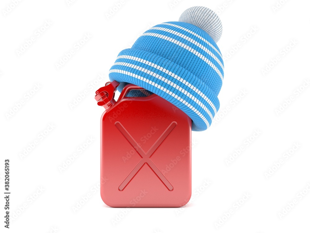 Sticker petrol canister with winter hat