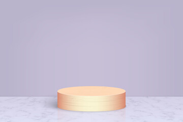 3d minimal scene with wooden podium, Cosmetic product presentation background