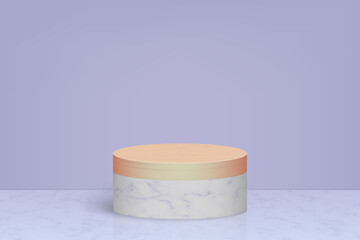 3d minimal scene with wooden podium, Cosmetic product presentation background