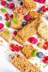  Cereal granola bars on white background