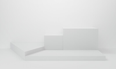 3d render of abstract white podium background for display product.