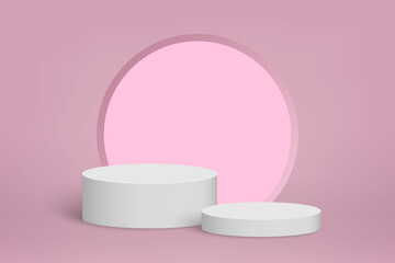 3d minimal scene with white podium, Cosmetic product presentation background