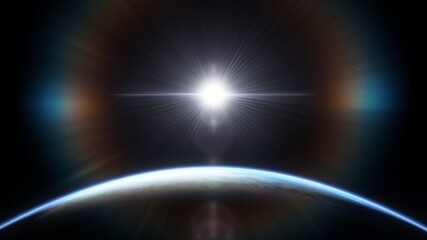 Deep space planets, awesome science fiction wallpaper, cosmic landscape. 3d render