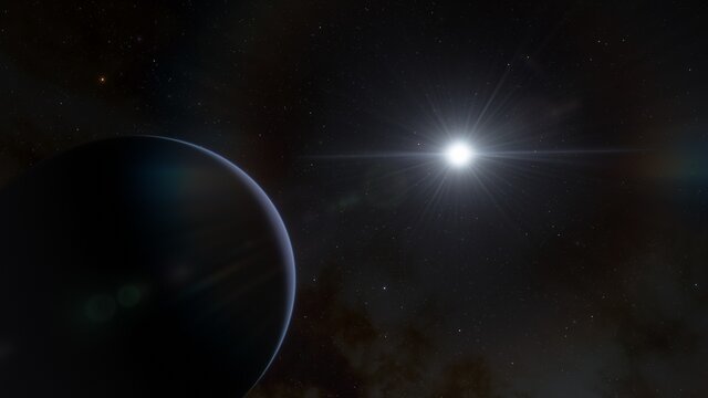 Deep space planets, awesome science fiction wallpaper, cosmic landscape. 3d render © ANDREI