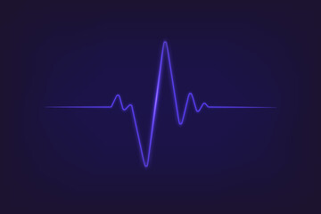 Fototapeta na wymiar Heartbeat neon light effect. Ecg heart pulse