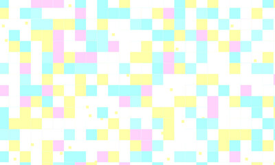 Abstract square pixel mosaic colorful background geometric seamless pattern in pastel colors. 8 bit