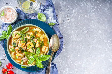 Italian tortellini pasta soup