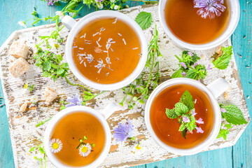 Different herbal tea set