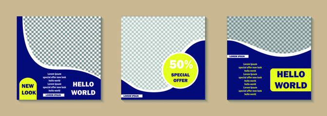 Modern advertising square web banner for mobile applications in social networks. Elegant sale and discount promo backgrounds with abstract pattern. Email distribution of ads layouts.