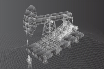 vector 3d oil rigs from polygons and lines