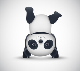 vector cute panda goes in for sports isolated on white background