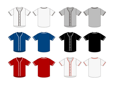 Jersey shortsleeve shirt (baseball uniform shirt) template vector illustration set