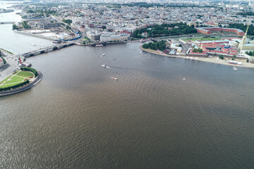Naklejka premium Aerial Townscape of Saint Petersburg City. Petrogradsky District