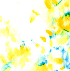 Watercolor Pattern. Yellow Tie Dye Batik. Aquarelle Texture. Brushed Graffiti. Authentic Brushed Art.Tie Dye Pattern. Organic White Handmade Dirty Art. Dirty Art Background. Watercolor Print.