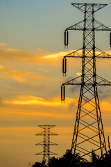 power lines at sunset