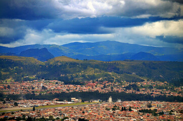 Fototapeta na wymiar Cuenca, Ecuador - Panoramic view from Mirador de Turi