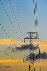 power lines at sunset