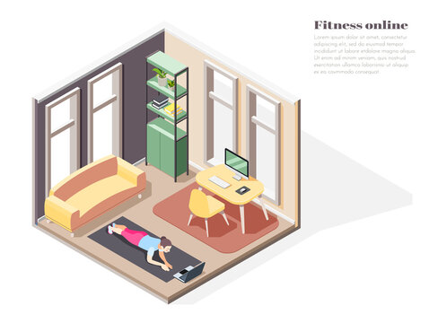  Fitness Online Isometric Illustration