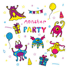 vector cute cartoon monsters for halloween