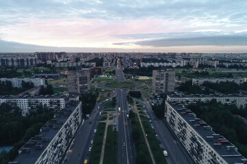 Obraz premium Aerial Townscape of Saint Petersburg City. Kalininsky District