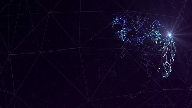 Digital Planet Earth Globe Hud Particles Rotating Loop Animation With Alpha. Social Future Network Technology Data Network. Global World Big data Connection .