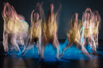 Abstract movement in the dance. Long exposure.