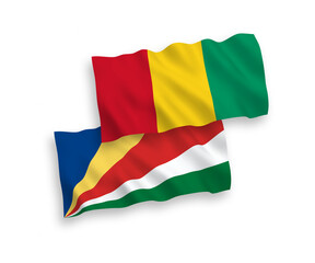 Flags of Guinea and Seychelles on a white background