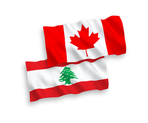 Flags of Canada and Lebanon on a white background