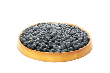 Tasty blueberry pie isolated on white background