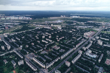 Aerial Townscape of Saint Petersburg City. Kalininsky District