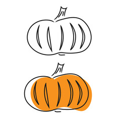 orange pumpkin doodle linear pumpkin with strokes for the holiday. autumn harvest.