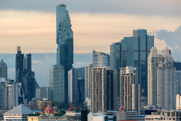 Obraz premium Bangkok City Skyline with modern buildings, Capital city of Thailand
