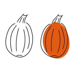 orange pumpkin doodle linear pumpkin with strokes for the holiday. autumn harvest.