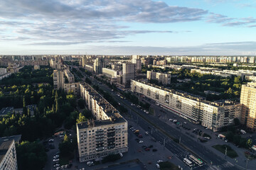 Aerial Townscape of Saint Petersburg City. Kalininsky District