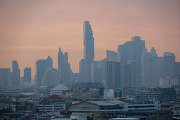 Bangkok City Skyline with modern buildings, Capital city of Thailand