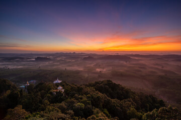 Landscape of beautiful sunrise at Khao Na Nai Luang Dharma Park in Thailand