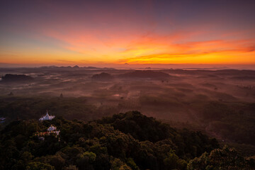 Landscape of beautiful sunrise at Khao Na Nai Luang Dharma Park in Thailand