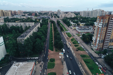 Aerial Townscape of Saint Petersburg City. Kalininsky District
