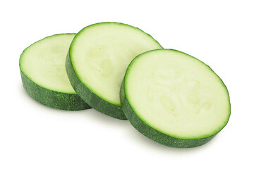 Fresh slice zucchini isolated on white background with clipping path and full depth of field