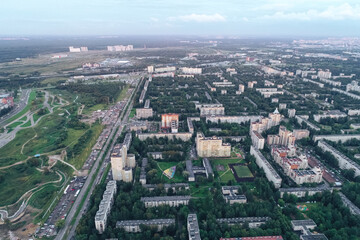 Aerial Townscape of Saint Petersburg City. Kalininsky District