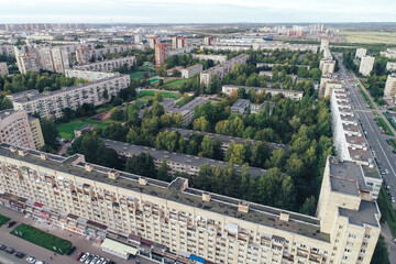 Aerial Townscape of Saint Petersburg City. Kalininsky District