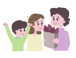 Parents and children eating roasted sweet potatoes