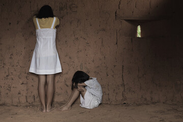 Human trafficking concept, human rights violations.