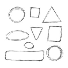 Set of hand drawn design elements isolated on white background