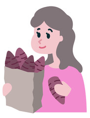 Woman eating roasted sweet potato